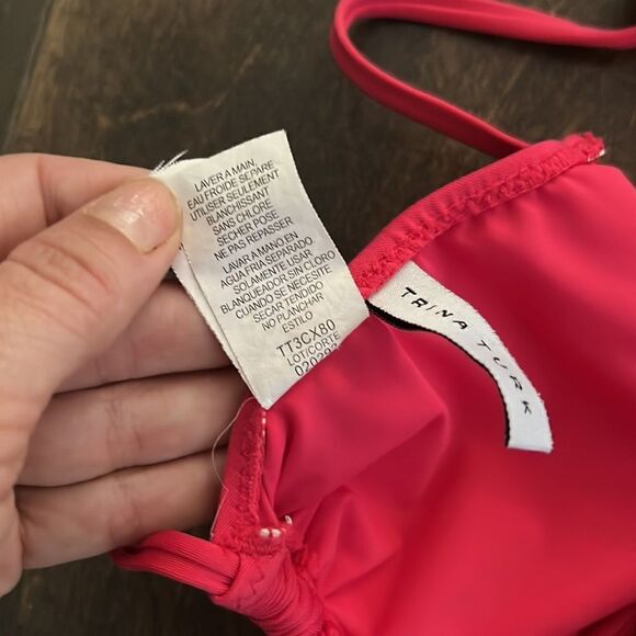 Trina Turk pink high neck halter bikini top Sz-8 - Picture 8 of 9